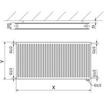 Radiatorius Mexen CVH20 Hygiene, 400 x 1200 mm, apatinio pajungimo, 954 W, antracito