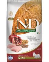 Farmina N&D Ancestral pagyvenusiems mažų veislių šunims su vištiena, kviečiais, avižomis ir granatais, 2.5 kg