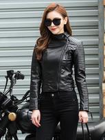 (xL-juoda) „Fitaylor“ pavasario rudens moteriška punk odinė striukė PU dirbtinės odos striukės „Bomber“ odinė motociklo juoda striukė, XL