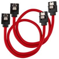 Corsair Premium Sleeved SATA Cable, red 30cm – 2 pack