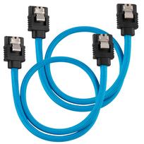 Corsair Premium Sleeved SATA Cable, blue 30cm – 2 pack
