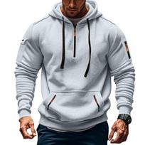 Men's Solid Color Half-Zip Hoodie Men's Sports Plus Size Casual Sweatshirt L juoda
