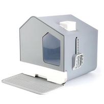 House-Shaped Enclosed Drawer Cat Litter Box pilka spalva