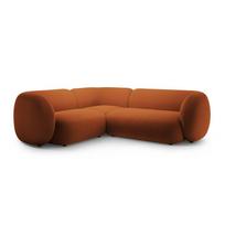 Terakotos spalvos kampinė sofa iš velveto (su kairiuoju kampu/„L“ formos) Kate – Micadoni