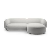 Šviesiai pilkos spalvos kampinė sofa iš velveto (su dešiniuoju kampu/su gultu) Kate – Micadoni