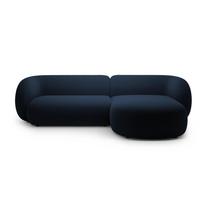 Mėlynos spalvos kampinė sofa iš velveto (su dešiniuoju kampu/su gultu) Kate – Micadoni