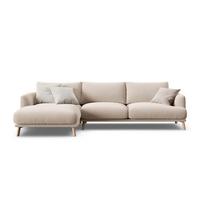 Smėlio spalvos kampinė sofa iš velveto (su kairiuoju kampu/su gultu) Naomi – Micadoni