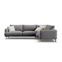 Pilkos spalvos kampinė sofa iš velveto (su dešiniuoju kampu/„L“ formos) Naomi – Micadoni