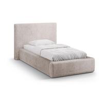 Smėlio spalvos viengulė lova audiniu dengta su sandėliavimo vieta su lovos grotelėmis 90x200 cm Amy – Micadoni