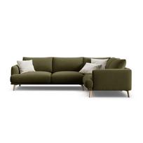 Žalios spalvos kampinė sofa iš velveto (su dešiniuoju kampu/„L“ formos) Naomi – Micadoni