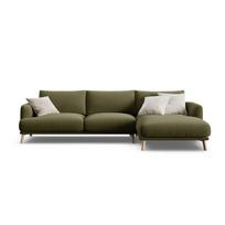 Žalios spalvos kampinė sofa iš velveto (su dešiniuoju kampu/su gultu) Naomi – Micadoni