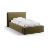 Žalios spalvos viengulė lova audiniu dengta su sandėliavimo vieta su lovos grotelėmis 90x200 cm Jodie – Micadoni