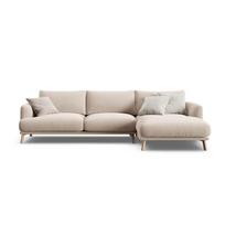 Smėlio spalvos kampinė sofa iš velveto (su dešiniuoju kampu/su gultu) Naomi – Micadoni