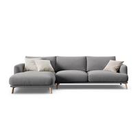 Pilkos spalvos kampinė sofa iš velveto (su kairiuoju kampu/su gultu) Naomi – Micadoni