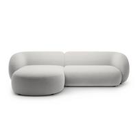 Šviesiai pilkos spalvos kampinė sofa iš velveto (su kairiuoju kampu/su gultu) Kate – Micadoni