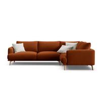 Terakotos spalvos kampinė sofa iš velveto (su dešiniuoju kampu/„L“ formos) Naomi – Micadoni