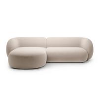 Smėlio spalvos kampinė sofa iš velveto (su kairiuoju kampu/su gultu) Kate – Micadoni