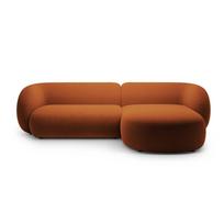Terakotos spalvos kampinė sofa iš velveto (su dešiniuoju kampu/su gultu) Kate – Micadoni