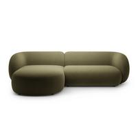 Žalios spalvos kampinė sofa iš velveto (su kairiuoju kampu/su gultu) Kate – Micadoni
