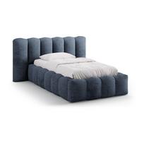 Tamsiai mėlynos spalvos viengulė lova audiniu dengta su sandėliavimo vieta su lovos grotelėmis 90x200 cm Lupine – Micadoni