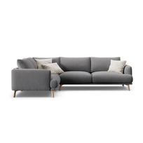 Pilkos spalvos kampinė sofa iš velveto (su kairiuoju kampu/„L“ formos) Naomi – Micadoni