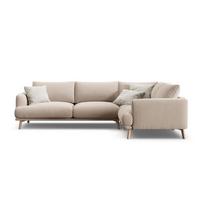 Smėlio spalvos kampinė sofa iš velveto (su dešiniuoju kampu/„L“ formos) Naomi – Micadoni