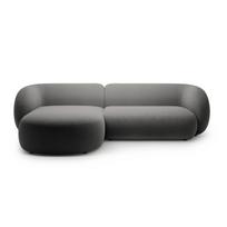 Tamsiai pilkos spalvos kampinė sofa iš velveto (su kairiuoju kampu/su gultu) Kate – Micadoni
