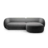 Tamsiai pilkos spalvos kampinė sofa iš velveto (su dešiniuoju kampu/su gultu) Kate – Micadoni