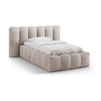 Šviesiai rudos spalvos viengulė lova audiniu dengta su sandėliavimo vieta su lovos grotelėmis 90x200 cm Lupine – Micadoni