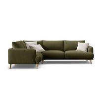 Žalios spalvos kampinė sofa iš velveto (su kairiuoju kampu/„L“ formos) Naomi – Micadoni