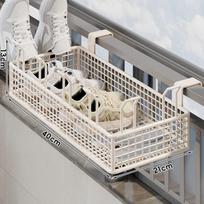 Outdoor Balcony Shoe Drying Rack & Anti-Theft Clothes Hanger with Window Hook Rails