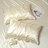 Set of Two Summer Silk Pillowcases - Mulberry Silk & Tencel, Cool Ice Silk, 48x74cm 48x74cm (single) kreminė
