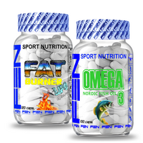 FEN Omega 3 120 kaps. + FEN Lipo Burner 120 kaps (Papildai cholesterolio mažininui)