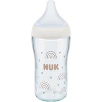 NUK Perfect Match Glass Bottle stiklinis buteliukas kūdikiams su karščio kontrole 3m+ 230 ml