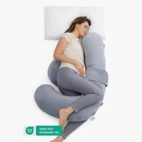 MOMCOZY pozicionuojanti F formos šoninio miegojimo pagalvė su veliūro užvalkalu