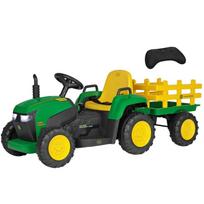 Traktoriukas su pultu PEG PEREGO JOHN DEERE FARM POWER 12V3,1Ah su priekaba