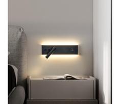 Brilagi-LED sieninis kryptinis šviestuvas su USB jungtimi NOCTIS LED/3W/230V+LED/9W juodas