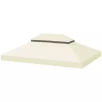Pakaitinis stogas sodo pavėsinei 3 x 4 m, vandeniui atsparus 370g/㎡ dvigubas, UPF30+, kreminė