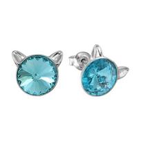 Vaikiški sidabriniai auskarai moterims DiamondSky „Katė (Light Turquoise)" su Swarovski kristalais