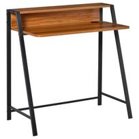 Rašomasis stalas su lentyna ir kabelių anga, metalas ir riešuto spalva, 84×45×85 cm, 1 vnt