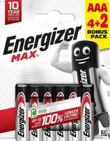 Šarminė baterjia LR03 (AAA) E92 1.5V 1200mAh MAX ENERGIZER 6 vnt. įpakavime