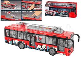 Baterijomis maitinamas žaislinis autobusas su šviesos ir garso efektais bei atidaromomis durimis