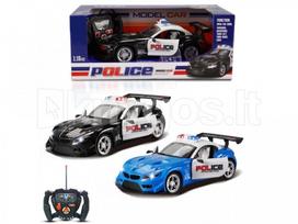 Nuotoliniu būdu valdomas policijos automobilis su šviesomis ir atidaromomis durimis