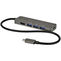 StarTech.com USB-C Multiport Adapter – USB-C to HDMI 2.0b 4K 60Hz (HDR10), 100W Power Delivery Pass-Through, 4-Port USB 3.0 Hub – USB Type-C Mini Dock – 12-inch (30cm) Attached Cable