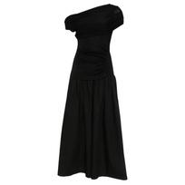 Midi suknelė moterims, Juoda, Draped knit midi dress