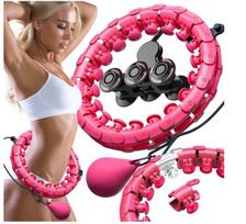 Treniruočių lankas su masažuojančiais elementais ir papildomu svoriu Hula Hoop, 90cm, juodas