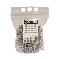 Kalamų kaiščių rinkinys ROBUS, 5 x 30 mm, 6 x 40 mm, 6 x 60 mm, 8 x 80 mm, 8 x 100 mm, 160 vnt.