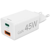 Hama Mini adapteris 45W GaN USB-C + USB-A, baltas