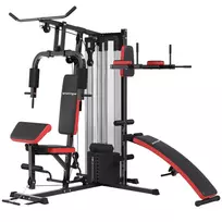 Daugiafunkcinis Treniruoklis | Su „Butterfly“, „Lat Bar“, Krūtinės Presu ir 65 kg Svorio Blokais, Juoda