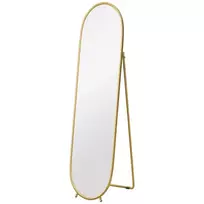 HOMCOM Viso ilgio veidrodis, 160 x 40 cm sieninis veidrodis su stovu, metalinis rėmas, ovalus pastatomas veidrodis svetainei, miegamajam, aukso spalvos